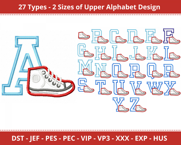 Upper Alphabet Machine Embroidery Designs-2 Size-instant download
