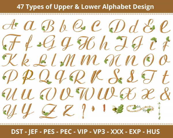 Upper & Lower Alphabet Machine Embroidery Designs-1 Size-instant download