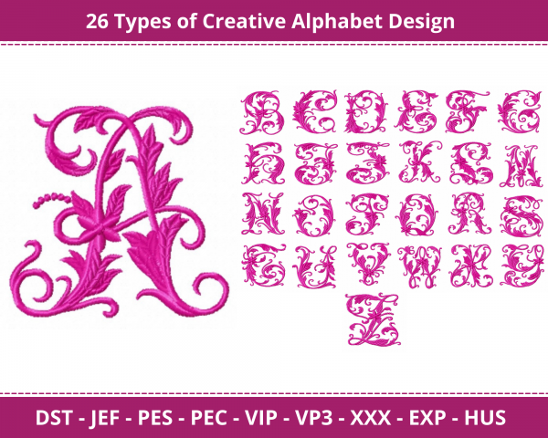 Creative Alphabet Machine Embroidery Designs-1 Size-instant download
