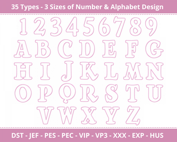 Number & Alphabet Machine Embroidery Designs-3 Size-instant download