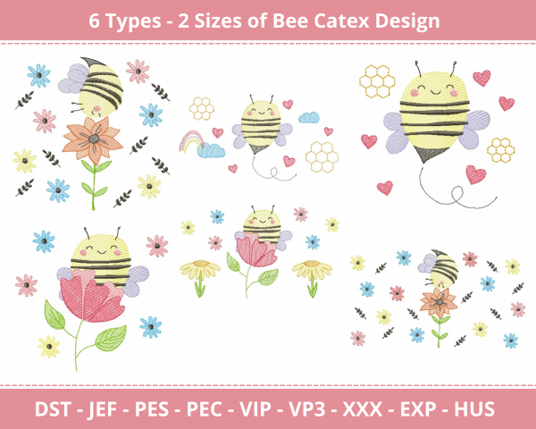 Bee Insects Machine Embroidery Design