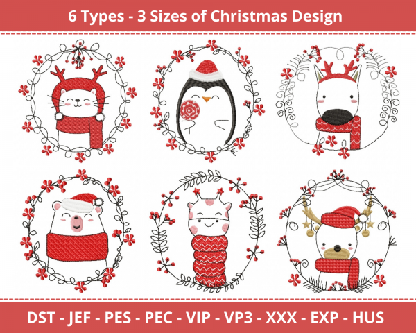 Christmas Machine Embroidery Designs-3 Size-instant download