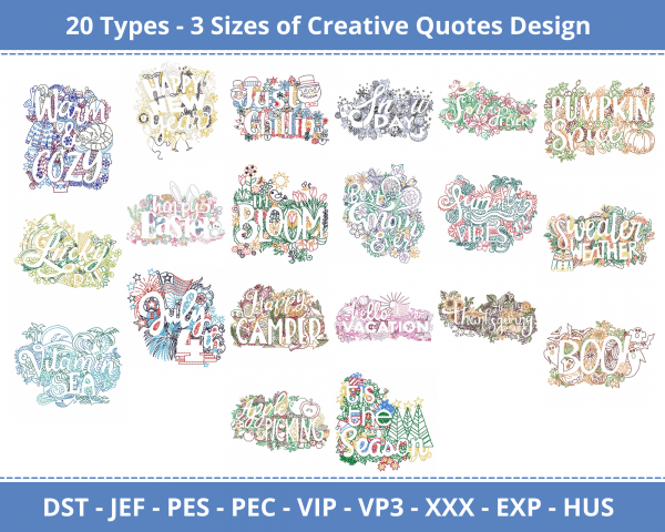 Creative Quotes Machine Embroidery Designs-3 Size-instant download