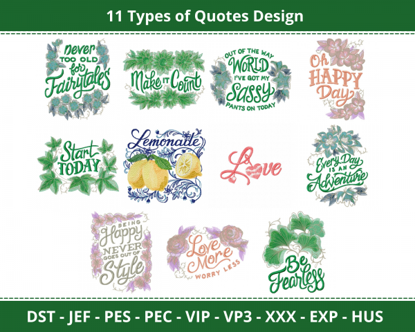 Quotes Machine Embroidery Designs-1 Size-instant download