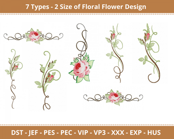 Floral Flower Machine Embroidery Design