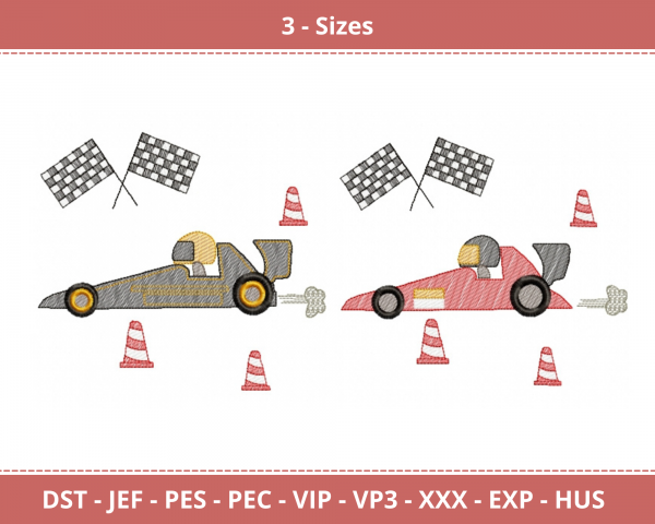 Car Race Machine Embroidery Designs-3 Sizes-instant download