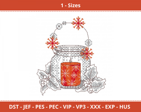 Christmas Candle Machine Embroidery Designs-1 Sizes-instant download
