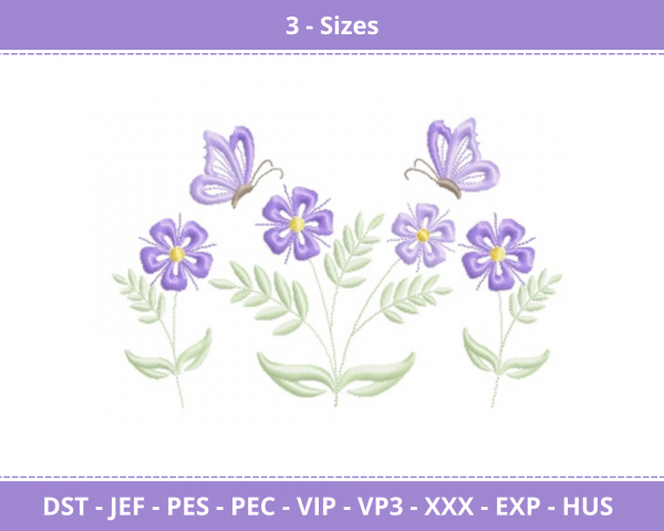 Floral With Butterfly Machine Embroidery Design