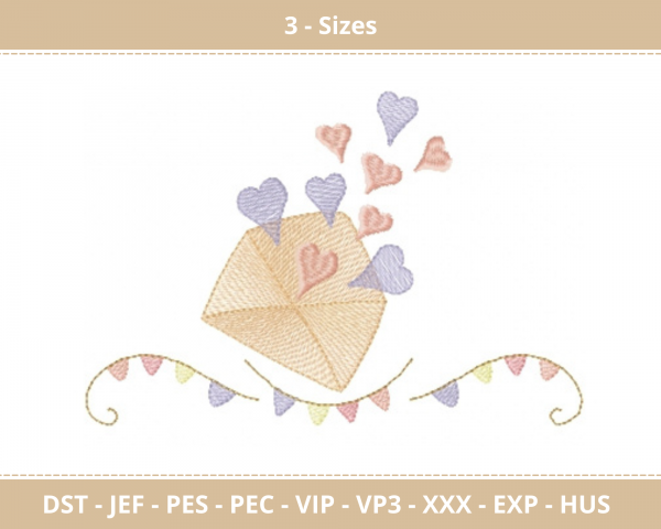 Heart Letter Machine Embroidery Designs-3 Sizes-instant download
