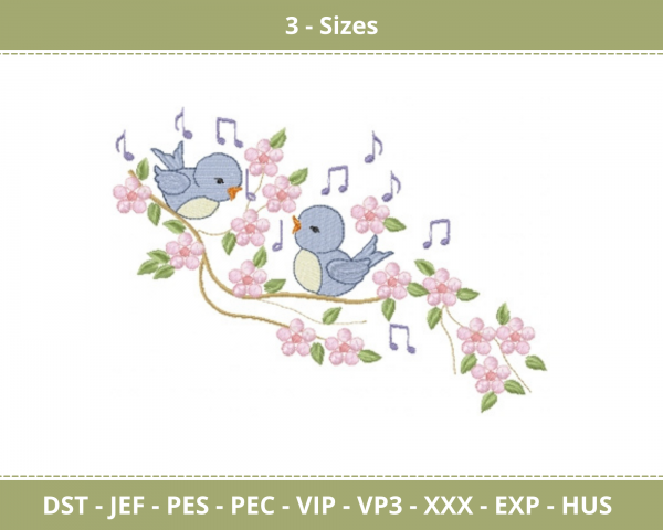 Bird On a Branch  Machine Embroidery Designs-3 Sizes-instant download