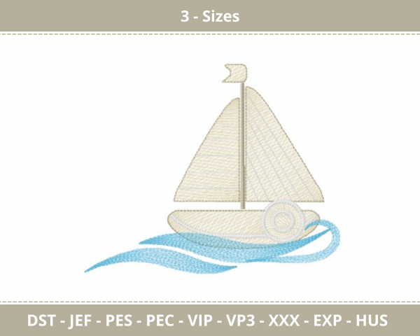 Boat  Machine Embroidery Designs-3 Sizes-instant download