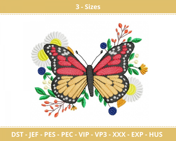 Butterfly Machine Embroidery Designs-3 Size-instant download