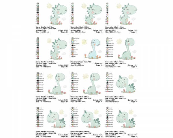 Baby Dinosaur Machine Embroidery Designs-4 Size-instant download
