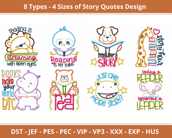 Story Quotes Machine Embroidery Designs-4 Size-instant download