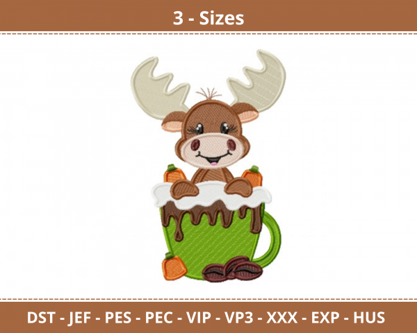 Christmas Deer Machine Embroidery Designs-3 Size-instant download