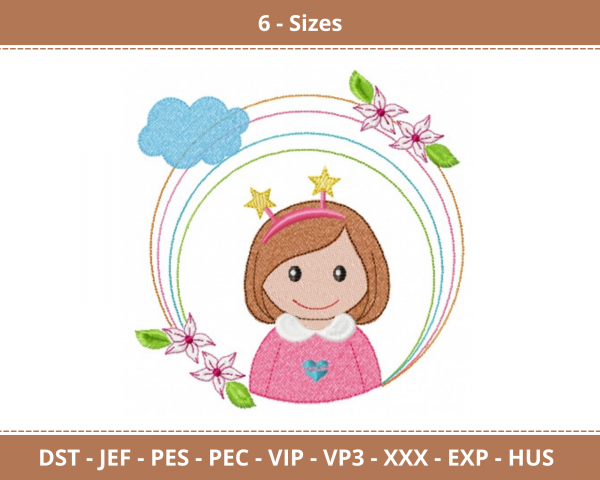 Cute Baby Girl Machine Embroidery Designs-6 Size-instant download
