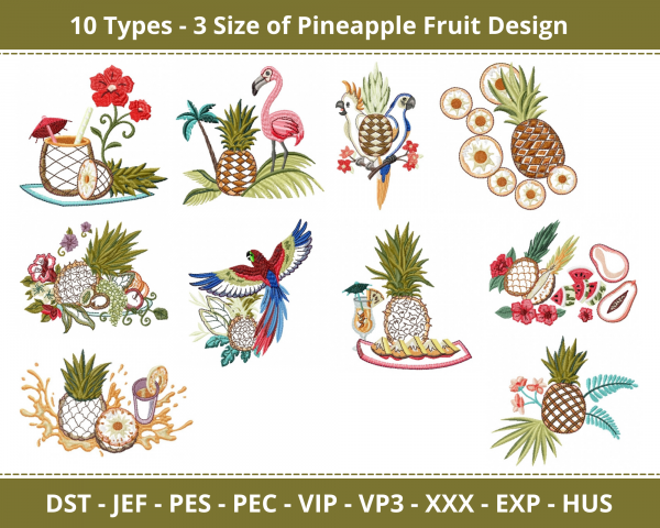 Pineapple Fruit Machine Embroidery Designs-3 Size-instant download