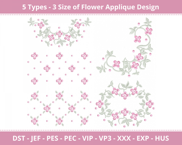 Flower Applique Machine Embroidery Design