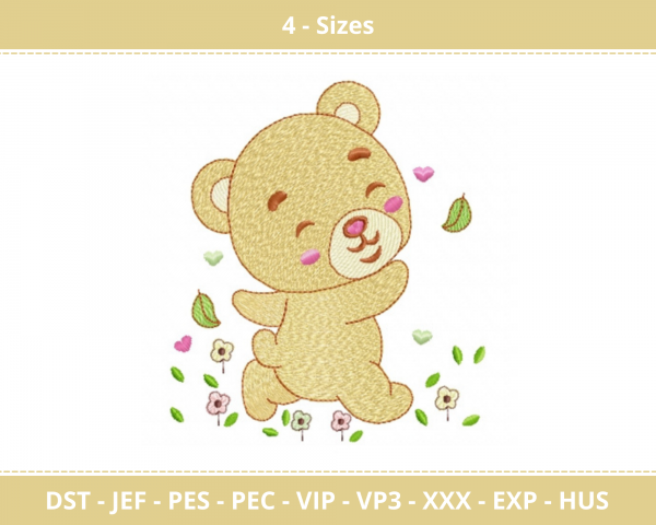 Bear Garden Machine Embroidery Designs-4 Size-instant download