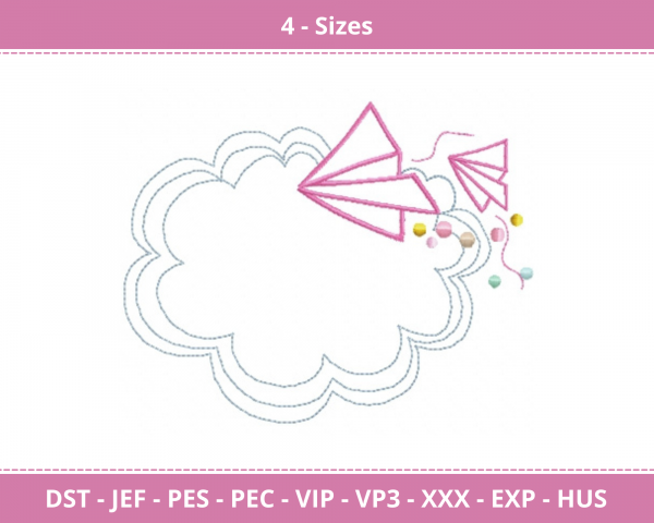 Cloud Machine Embroidery Designs-4 Size-instant download