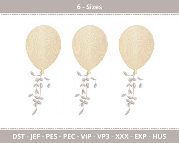 Creative Balloon Machine Embroidery Designs-6 Size-instant download