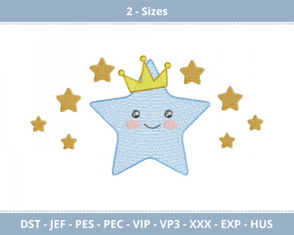 King Star With Small Stars Machine Embroidery Designs-2 Size-instant download
