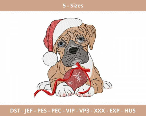 Christmas Dog Machine Embroidery Designs-5 Size-instant download
