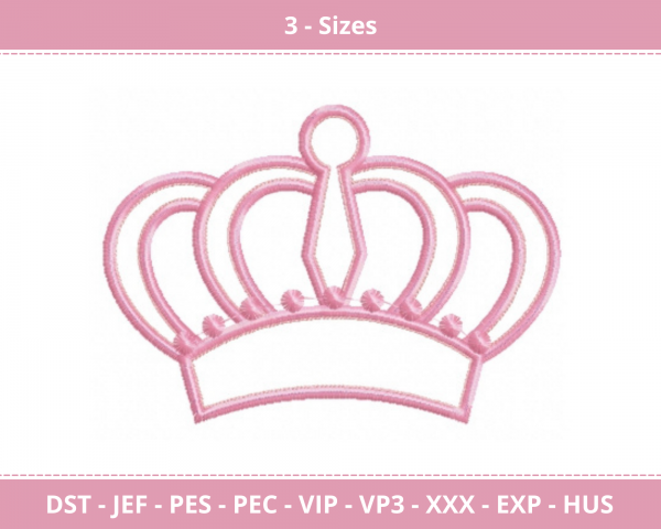 Crown Machine Embroidery Designs-3 Size-instant download