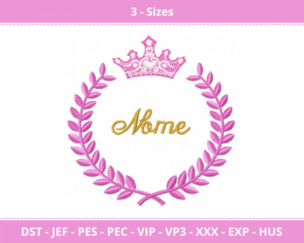 Crown Frame Machine Embroidery Designs-3 Size-instant download