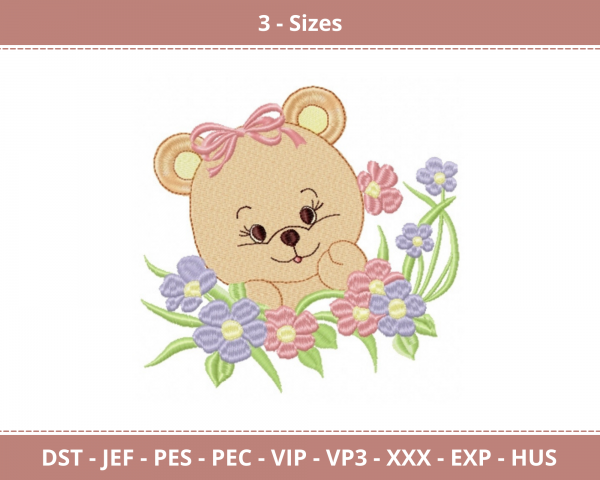 Cute Teddy Bear Machine Embroidery Designs-3 Size-instant download