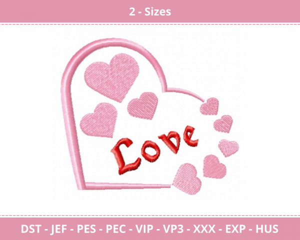 Love Heart Machine Embroidery Designs-2 Size-instant download
