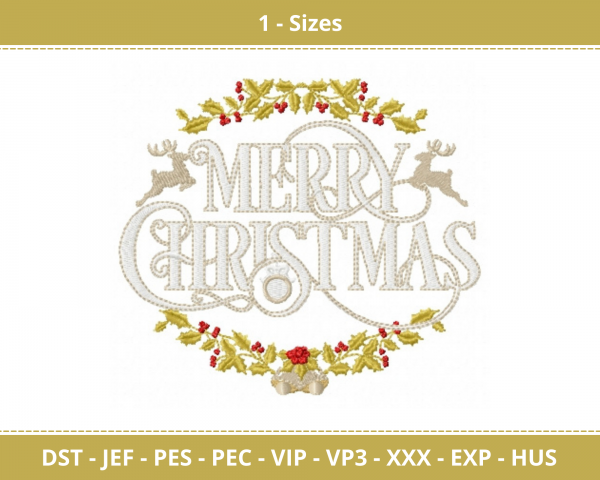 Merry Christmas Machine Embroidery Designs-1 Size-instant download