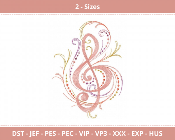 Music Notes Machine Embroidery Designs-2 Size-instant download