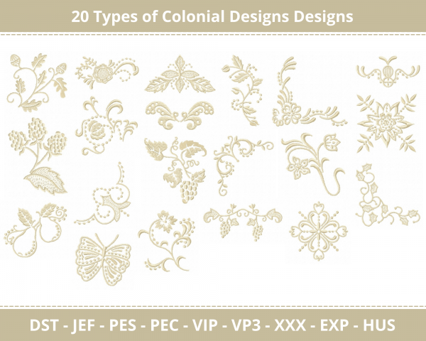 Colonial Machine Embroidery Design