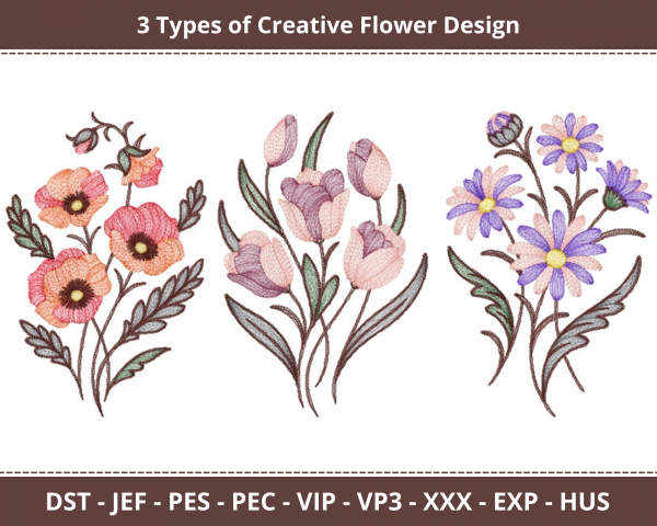 Flowers Machine Embroidery Designs-1 Size-instant download
