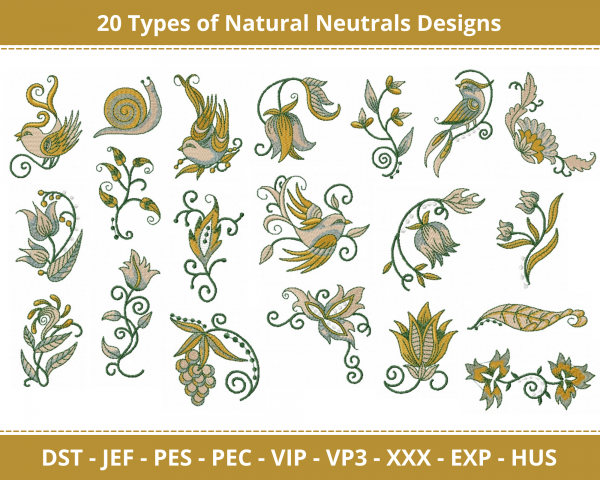Natural Neutrals Machine Embroidery Design