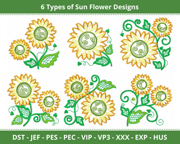Sun Flower Machine Embroidery Designs-1 Size-instant download