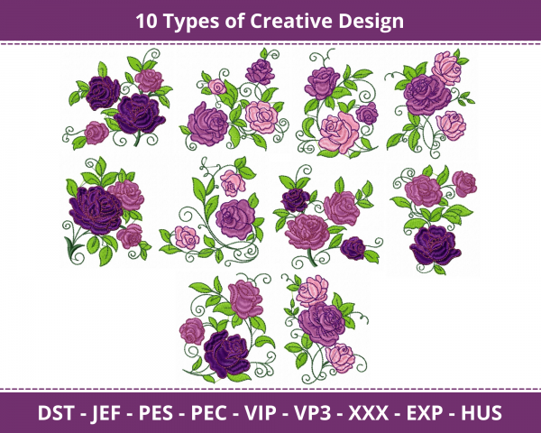 Creative Roses Machine Embroidery Designs-1 Size-instant download