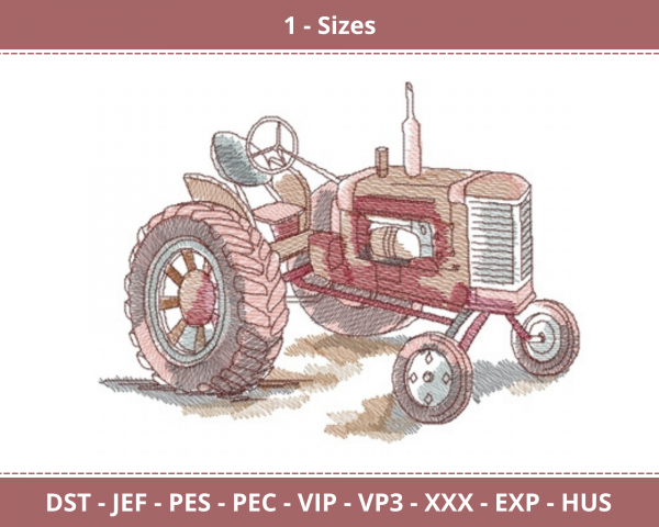 Classic Tractor Machine Embroidery Designs-1 Size-instant download