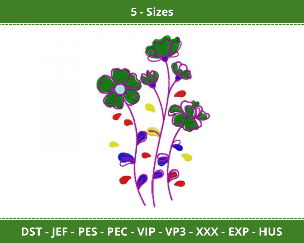 Creative Flower Machine Embroidery Designs-5 Size-instant download