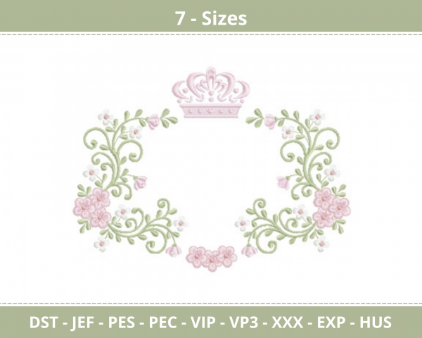 Crown Frame Machine Embroidery Designs-7 Size-instant download