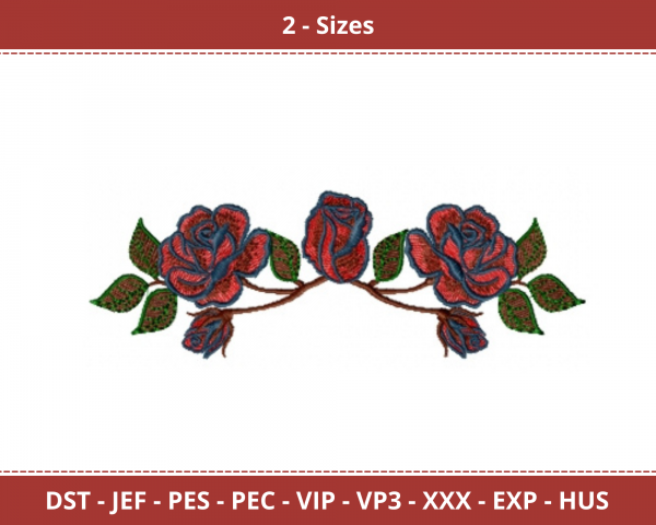 Red Rose Flower Machine Embroidery Designs-2 Size-instant download