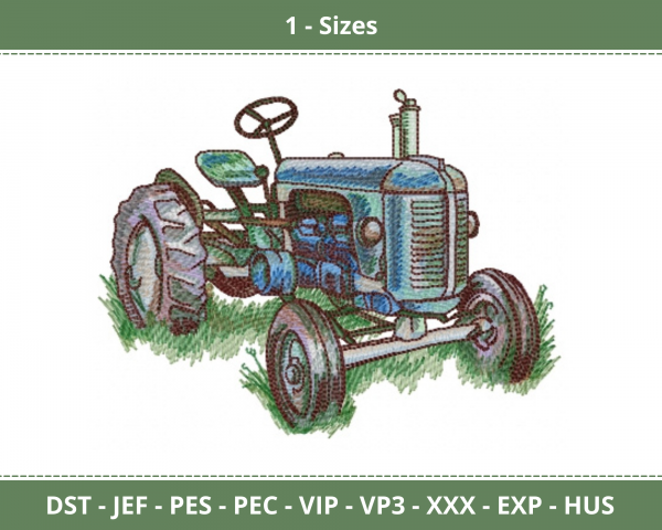 Rustic Tractor Machine Embroidery Designs-1 Size-instant download