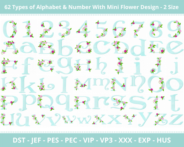 Alphabet With Mini Flowers Machine Embroidery Design