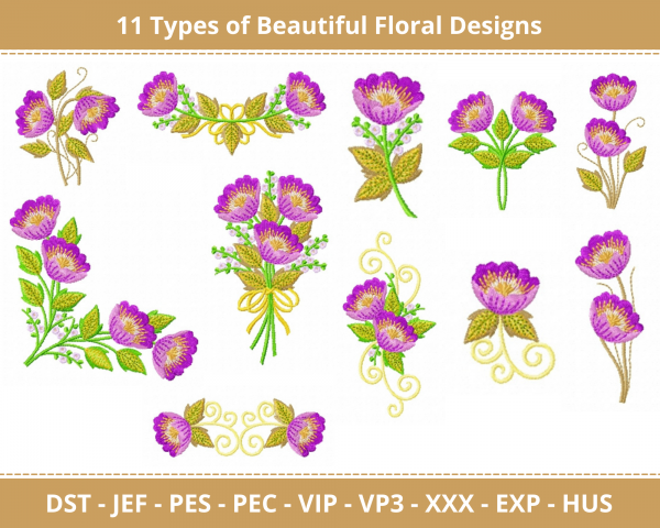 Beautiful Floral Machine Embroidery Design