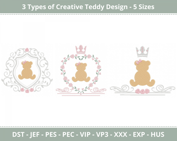 Creative Teddy Machine Embroidery Design