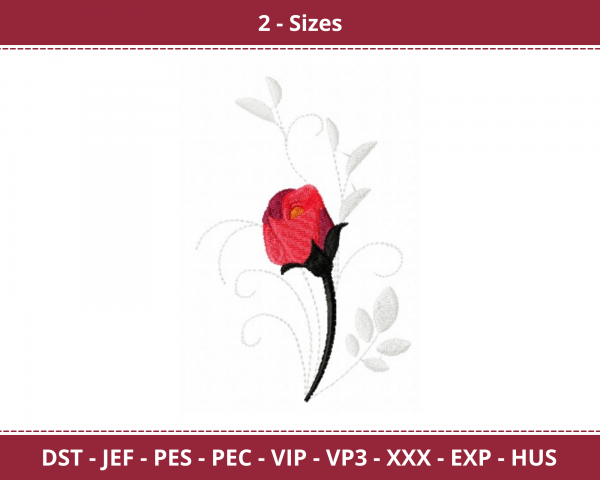Red Rose Flower Machine Embroidery Designs-2 Size-instant download