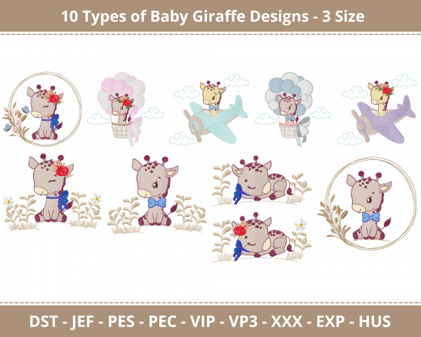 Baby Giraffe Machine Embroidery Design