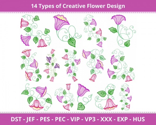 Creative Flower Machine Embroidery Designs-1 Size-instant download