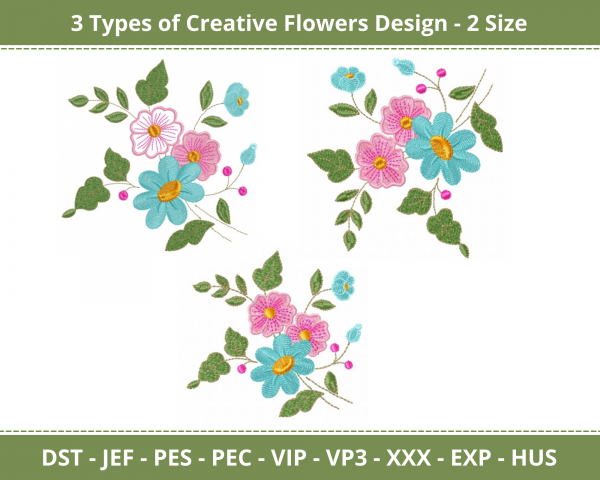 Creative Flowers Machine Embroidery Designs-2 Size-instant download